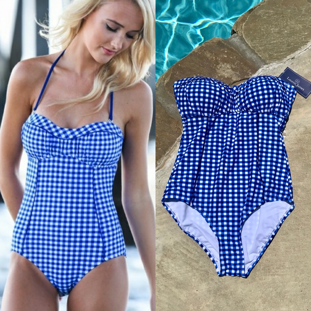 NWT Lauren James Gingham One Piece Swimsuit